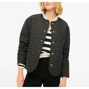 J Crew Factory Black Lightweight Quilted Heart Jacket Large